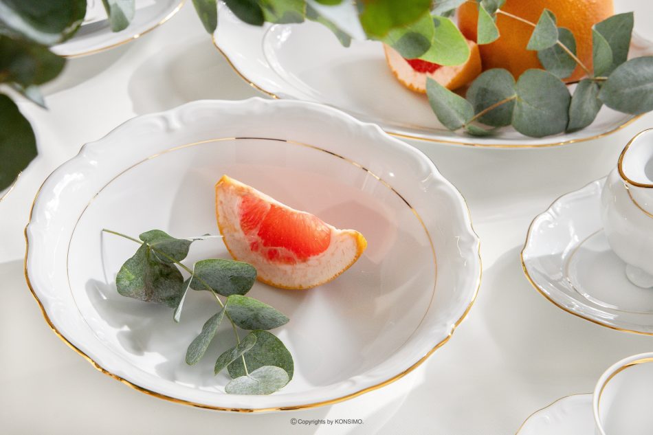 CHODZIEZ MARIA TERESA Klasická porcelánová mísa bílá/zlatá řada bílá/zlatá - obrázek 1