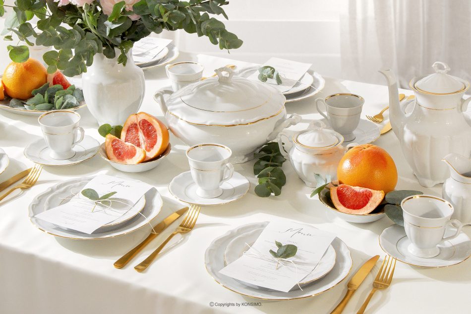 CHODZIEZ MARIA TERESA Klasická porcelánová mísa bílá/zlatá řada bílá/zlatá - obrázek 7