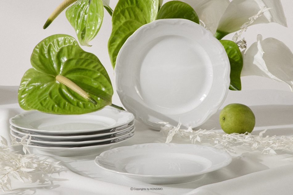 CHODZIEZ MARIA TERESA Dezertní talíř 6 ks klasický z porcelánu bílý bílá - obrázek 1