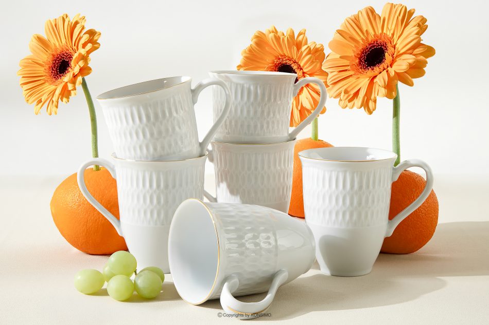 CMIELOW SOFIA Porcelánový hrnek zlatá řada 6 ks. bílá/zlatá - obrázek 1