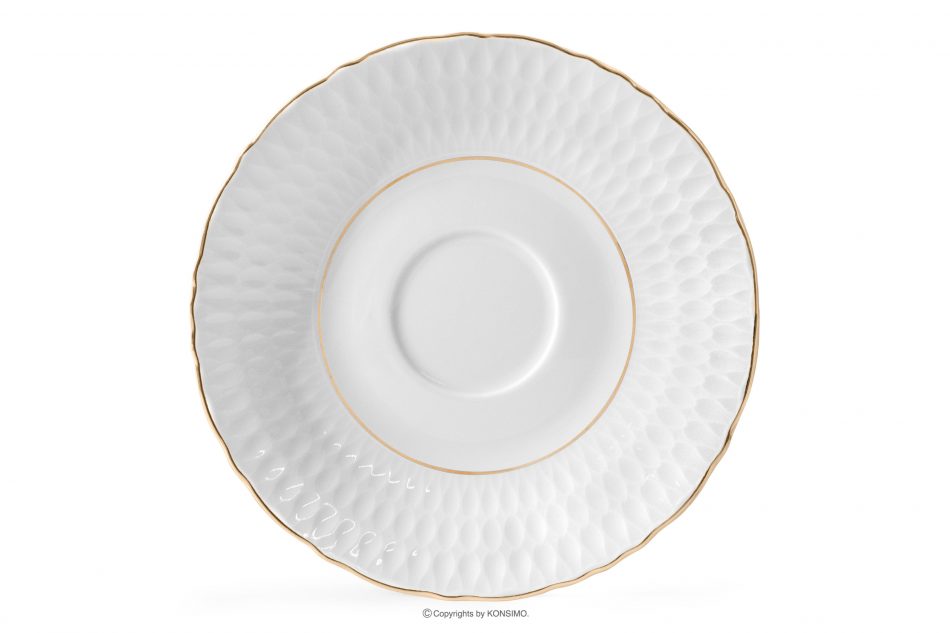 CMIELOW SOFIA Polévková mísa s podšálkem porcelánová zlatá řada 6 ks. bílá/zlatá - obrázek 7