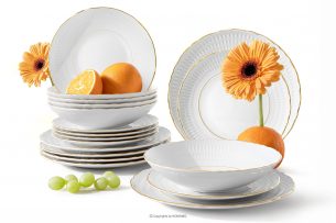 CMIELOW SOFIA, https://konsimo.cz/kolekce/cmielow-sofia/ Elegantní porcelánová jídelní sada zlatá řada 6 osob (18 ks.) bílá/zlatá - obrázek