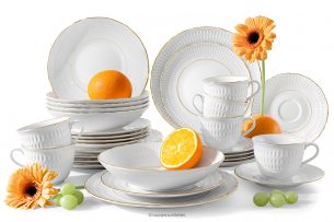 CMIELOW SOFIA, https://konsimo.cz/kolekce/cmielow-sofia/ Elegantní porcelánová jídelní a kávová souprava zlatá řada 6 osob (30 ks.) bílá/zlatá - obrázek