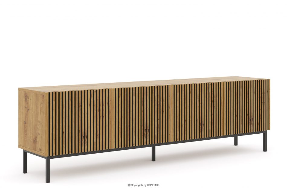 REMO RTV skříňka s žebry na černých nohách dub artisan dub artisan - obrázek 0