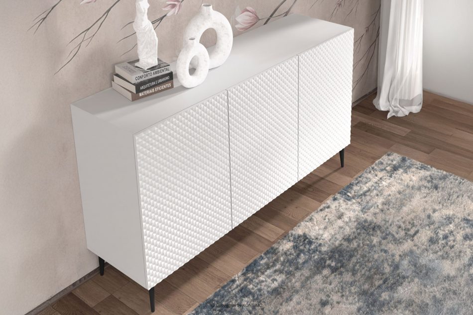 REMO Moderní komoda s bílými nohami s lamelami Moderní komoda s bílými nohami s lamelami bílá - obrázek 4