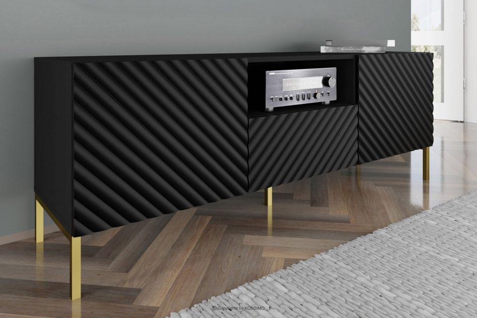 ADENO Moderní černá televizní skříňka na zlatých nožkách černá - obrázek 3