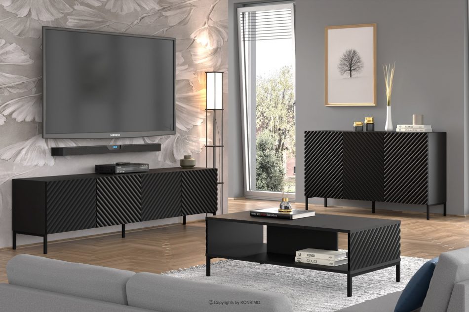 ADENO Velká moderní černá skříňka pod televizor na nožkách černá - obrázek 1