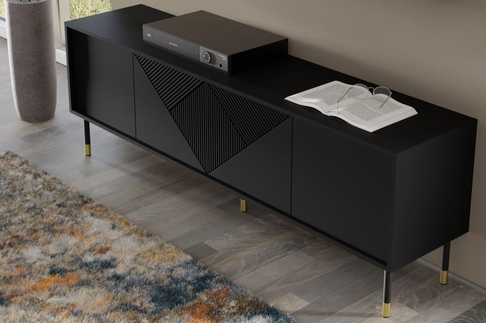 TULA Elegantní RTV skříňka na nožkách černá černá - obrázek 4