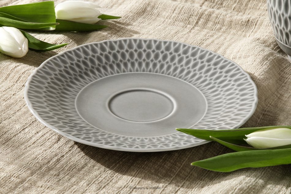 CMIELOW SOFIA Porcelánový podšálek šedý šedá - obrázek 1