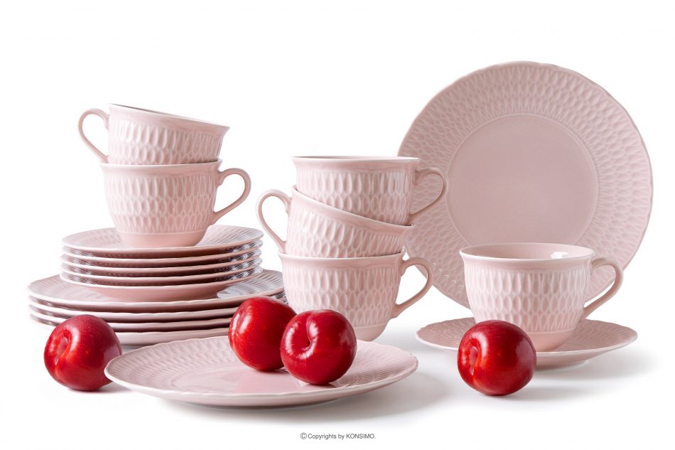 CMIELOW SOFIA Porcelánová kávová souprava 6 osob (18 ks) růžová růžová - obrázek 0