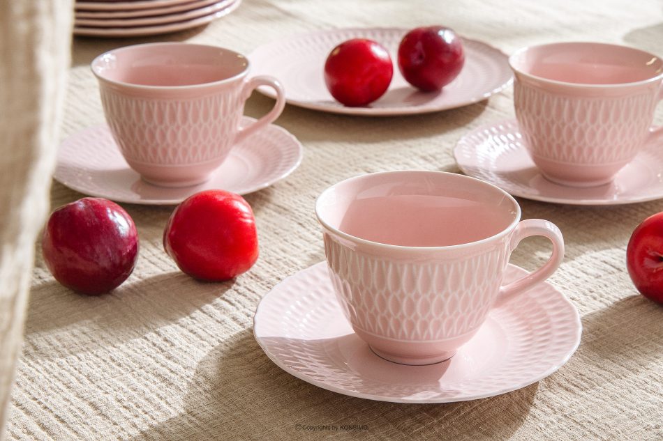 CMIELOW SOFIA Porcelánová kávová souprava 6 osob (18 ks) růžová růžová - obrázek 9