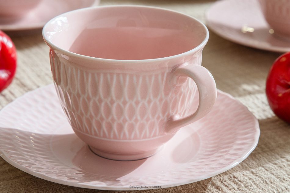 CMIELOW SOFIA Porcelánová kávová souprava 6 osob (18 ks) růžová růžová - obrázek 10