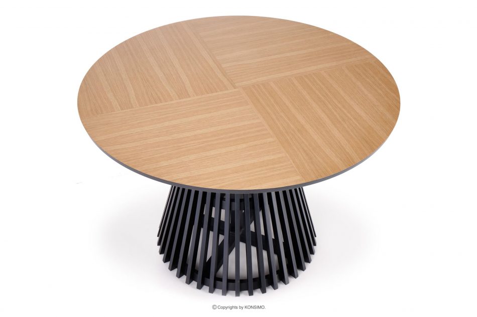 SOMA Kulatý stůl ve stylu Loft 120 cm na jedné noze dub/černá - obrázek 3