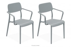 GALIO, https://konsimo.cz/kolekce/galio/ Zahradní židle s područkami z ekologického plastu 2 ks šedá šedý - obrázek
