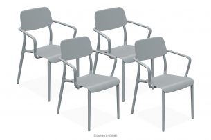 GALIO, https://konsimo.cz/kolekce/galio/ Zahradní židle s područkami z ekologického plastu 4 ks šedá šedý - obrázek