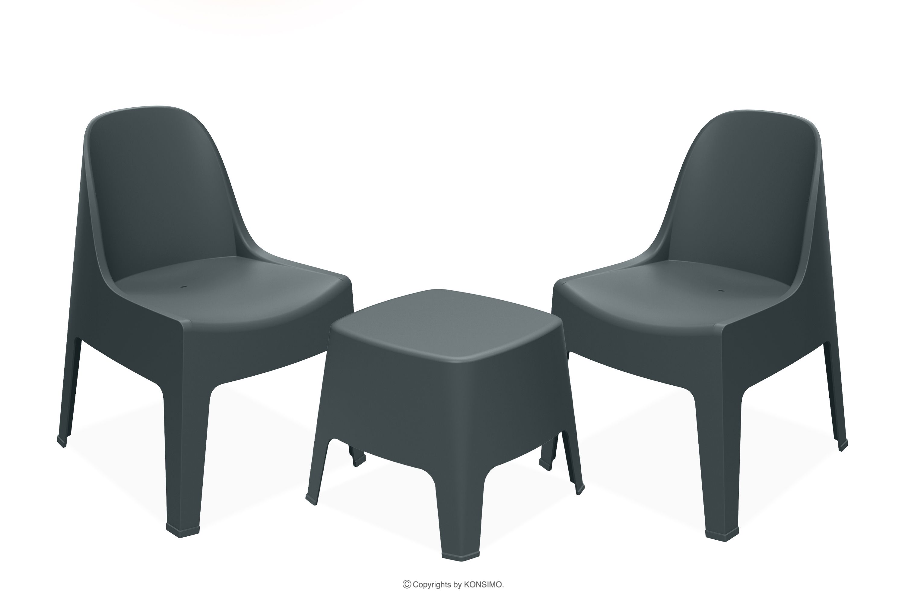 Sada zahradního nábytku moderní polypropylen 2 osoby antracitový