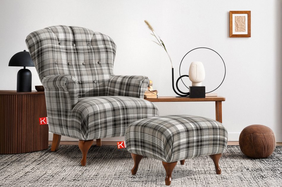 TOMIS Klasický pouf do obývacího pokoje šedý tkaný šedá - obrázek 4