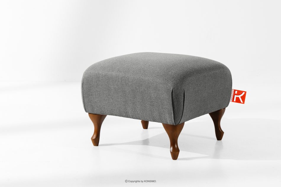 TOMIS Klasický pouf do obývacího pokoje, šedý, tkaný popelavá - obrázek 1