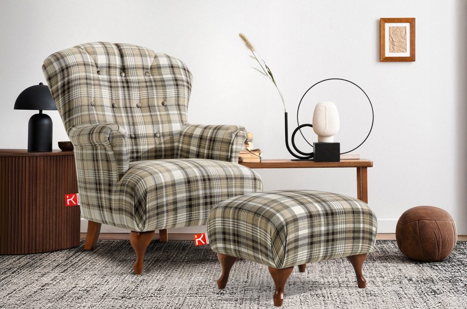 TOMIS Klasický pouf do obývacího pokoje hnědý/béžový tkaný hnědá/béžová - obrázek 4
