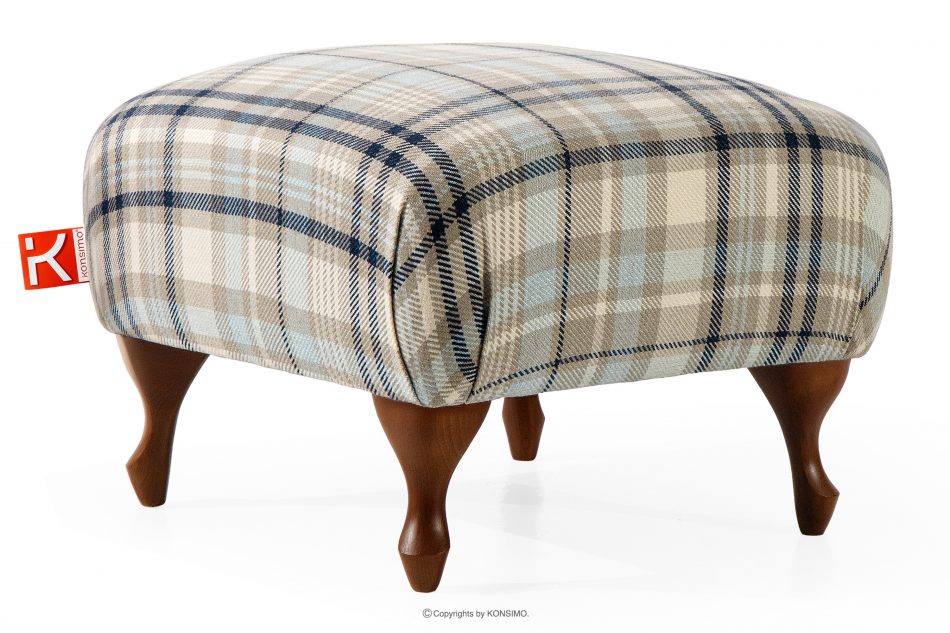 TOMIS Klasický pouf do obývacího pokoje béžový/modrý tkaný béžová/modrá - obrázek 2