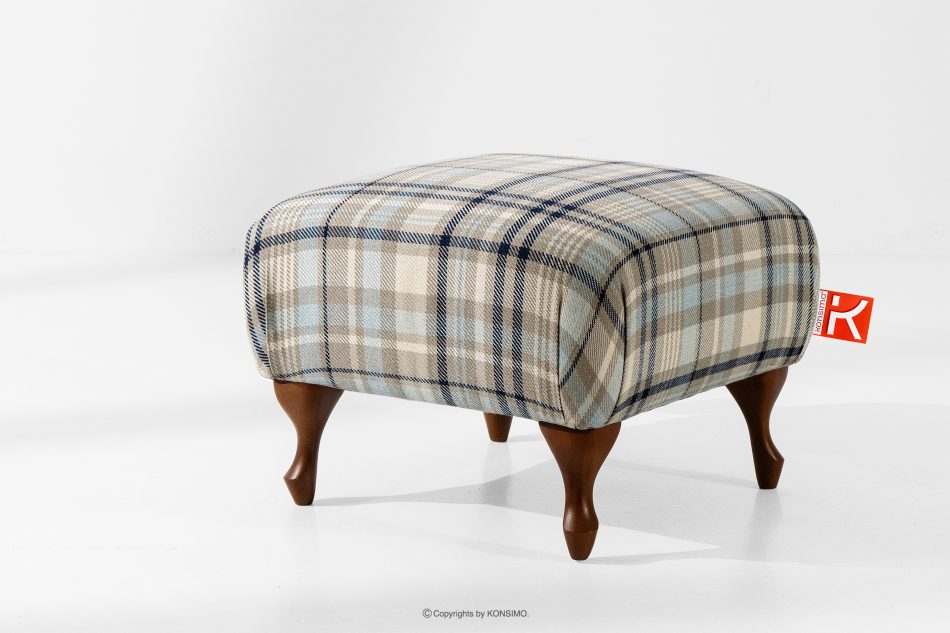 TOMIS Klasický pouf do obývacího pokoje béžový/modrý tkaný béžová/modrá - obrázek 1