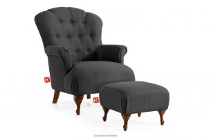 TOMIS, https://konsimo.cz/kolekce/tomis/ Klasické křeslo a pouf antracitová tkanina pletená antracitová - obrázek