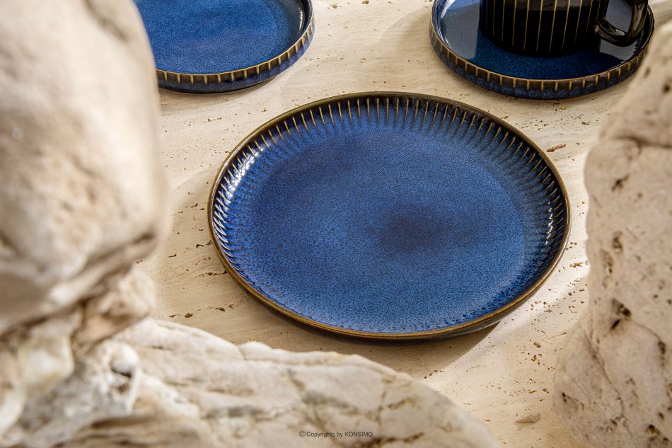 AD STRIPES Dezertní talíř reaktivní porcelán granátový tmavě modrá - obrázek 1