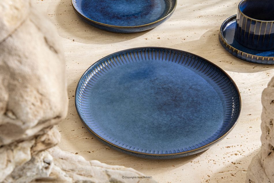 AD STRIPES Jídelní talíř reaktivní porcelán granátový tmavě modrá - obrázek 1