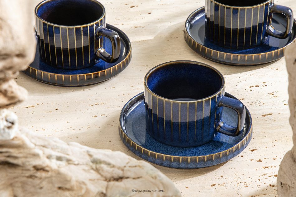 AD STRIPES Šálek na kávu reaktivní porcelán granátový tmavě modrá - obrázek 6