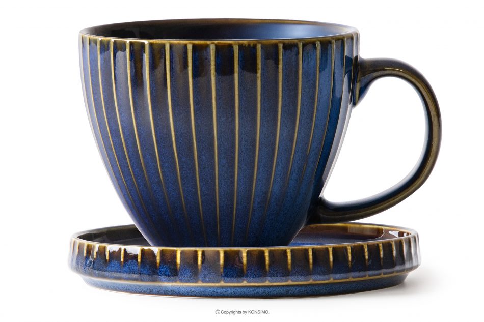 AD STRIPES Velký šálek reaktivní porcelán granátový tmavě modrá - obrázek 5