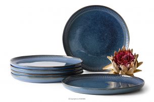 AD STRIPES, https://konsimo.cz/kolekce/ad-stripes/ Jídelní talíř 6 ks reaktivní porcelán granátový tmavě modrá - obrázek