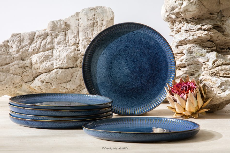 AD STRIPES Jídelní talíř 6 ks reaktivní porcelán granátový tmavě modrá - obrázek 1