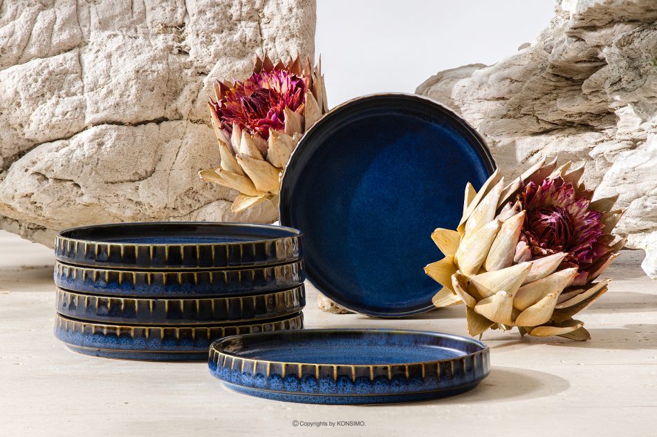 AD STRIPES Podšálek na šálek na kávu 6 ks reaktivní porcelán granátový tmavě modrá - obrázek 1