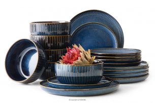 AD STRIPES, https://konsimo.cz/kolekce/ad-stripes/ Jídelní sada pro 6 osob (18 ks) reaktivní porcelán, granátová barva tmavě modrá - obrázek