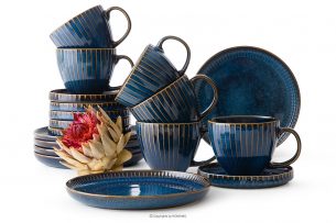 AD STRIPES, https://konsimo.cz/kolekce/ad-stripes/ Kávová souprava cappuccino pro 6 osob (18 ks) reaktivní porcelán granátová barva tmavě modrá - obrázek