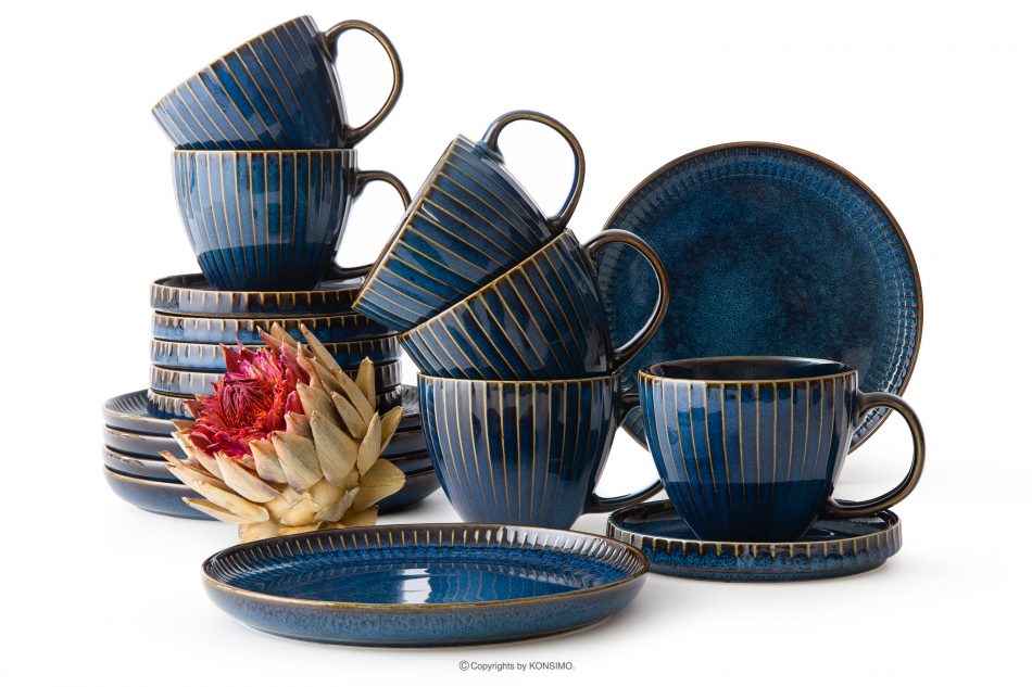 AD STRIPES Kávová souprava cappuccino pro 6 osob (18 ks) reaktivní porcelán granátová barva tmavě modrá - obrázek 0