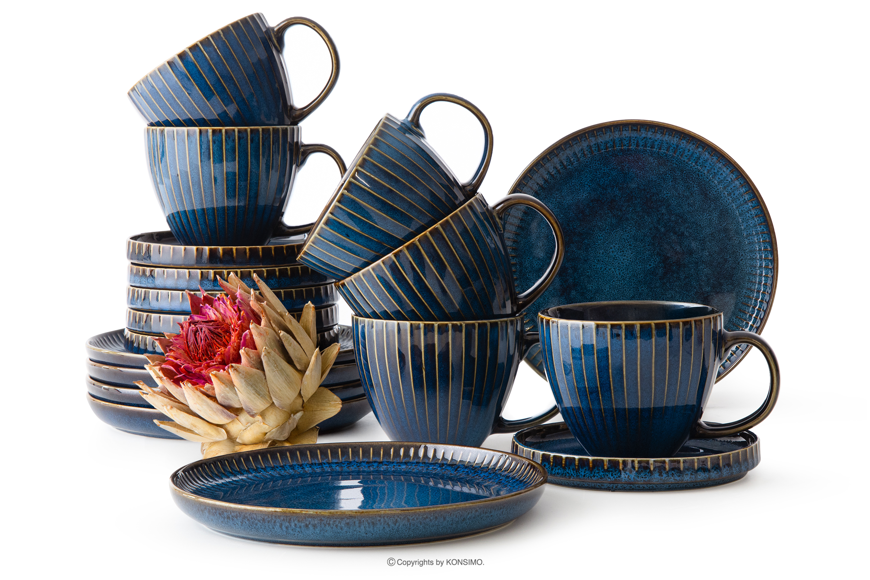 Kávová souprava cappuccino pro 6 osob (18 ks) reaktivní porcelán granátová barva