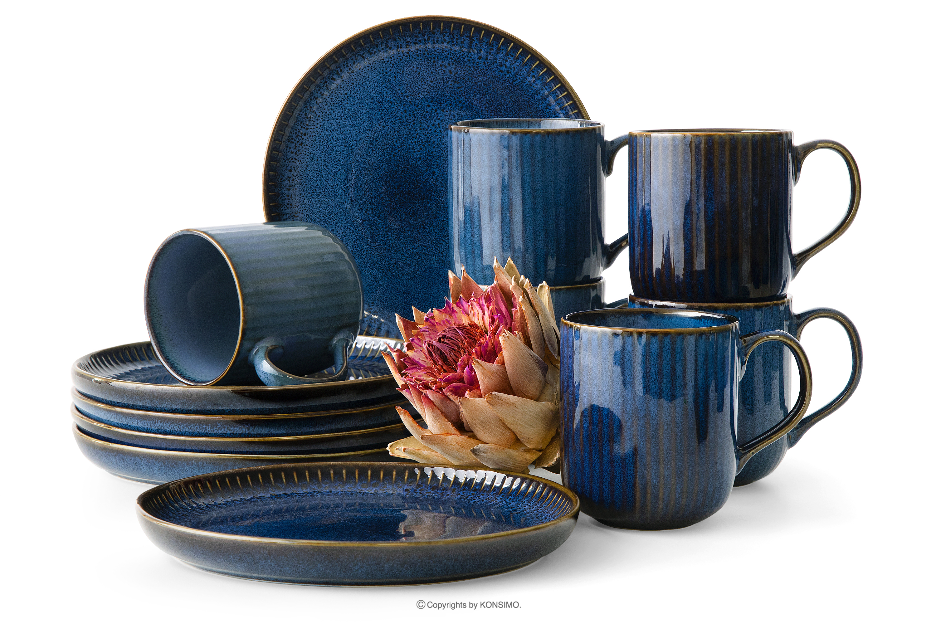 Čajová souprava pro 6 osob (12 ks) reaktivní porcelán, granátová barva