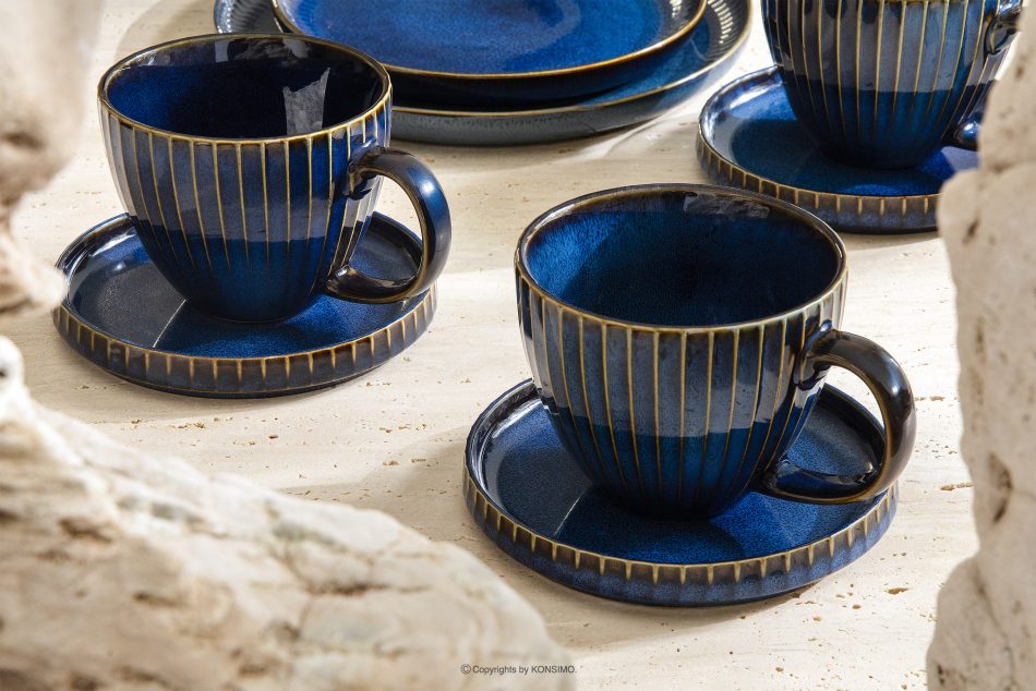 AD STRIPES Čajová souprava pro 6 osob (18 ks) reaktivní porcelán, granátová barva tmavě modrá - obrázek 13