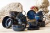 AD STRIPES Sada na snídani pro 6 osob (18 ks) reaktivní porcelán, granátová barva tmavě modrá - obrázek 2