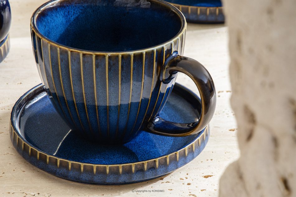 AD STRIPES Sada na snídani pro 6 osob (18 ks) reaktivní porcelán, granátová barva tmavě modrá - obrázek 10