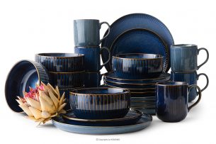 AD STRIPES, https://konsimo.cz/kolekce/ad-stripes/ Sada na oběd a čaj pro 6 osob (24 ks) reaktivní porcelán, granátová barva tmavě modrá - obrázek
