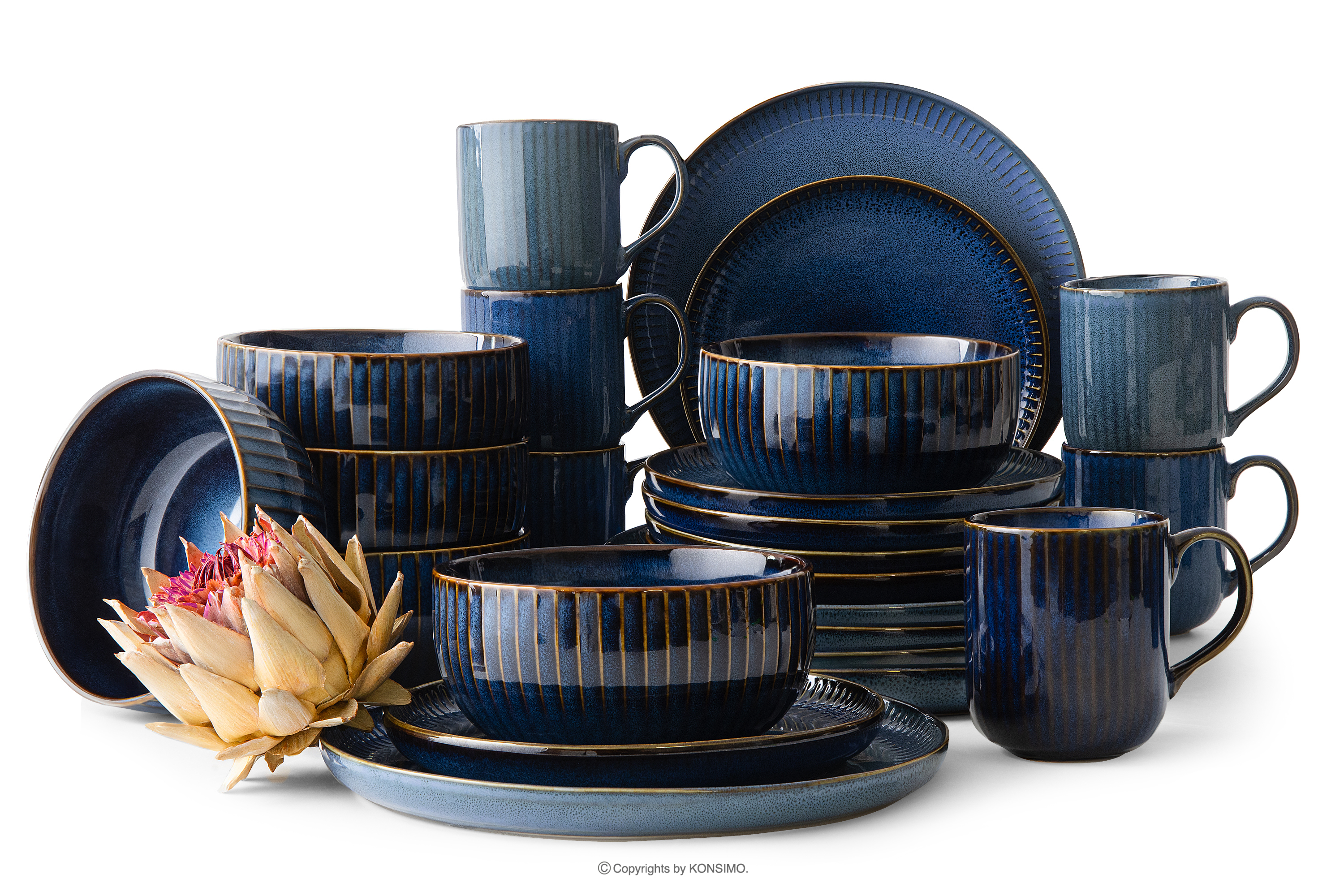 Sada na oběd a čaj pro 6 osob (24 ks) reaktivní porcelán, granátová barva