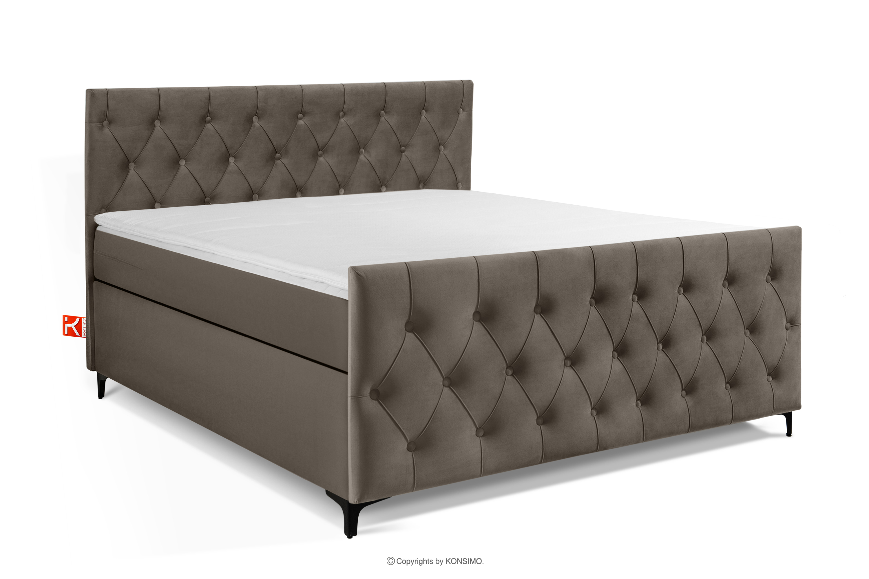 Kontinentální postel s pružinami Bonell 160 cm velur hnědá