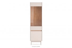 NALIA, https://konsimo.cz/kolekce/nalia/ Elegantní vitrína s rýhováním krémová/dub krémová/dub - obrázek